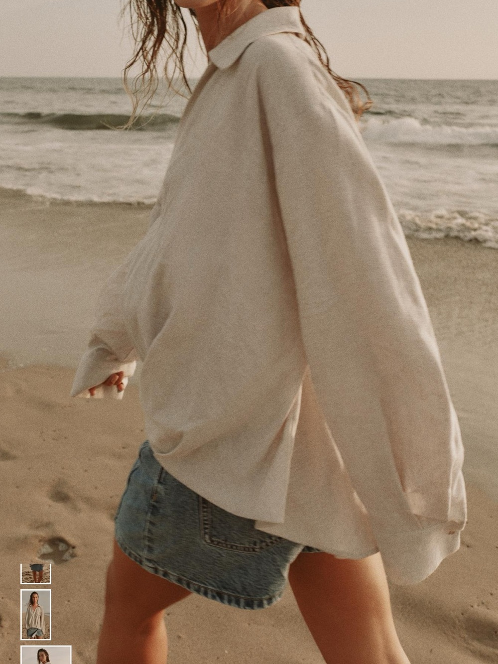 Zara Oversized Cream Button-Up Blouse
